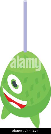 Messicano pinata verde giocattolo icona isometrica vettore. Partito del Messico. Caramelle carnevale Illustrazione Vettoriale