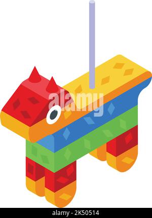 Icona pinata messicana vettore isometrico. Partito del Messico. Cactus Fiesta Illustrazione Vettoriale