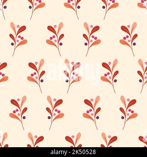 Autunno Foresta selvaggia Foliage e Berries Vector senza cuciture modello Illustrazione Vettoriale