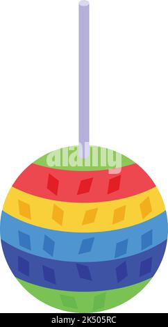 Icona pinata messicana icona vettore isometrico. Compleanno in Messico. Caramelle carnevale Illustrazione Vettoriale