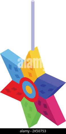 Stella pinata messicana icona vettore isometrico. Partito del Messico. Caramelle carnevale Illustrazione Vettoriale