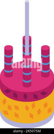 Torta di pinata messicana icona vettore isometrico. Partito del Messico. Cappello di caramella Illustrazione Vettoriale