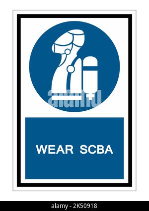Indossare il simbolo SCBA (Autorespiratore autonomo) su sfondo bianco Illustrazione Vettoriale