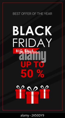 Text Black friday Grande offerta fino a 50 foto regalo Illustrazione Vettoriale