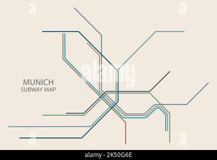 Mappa vettoriale della metropolitana di Monaco colorata Illustrazione Vettoriale