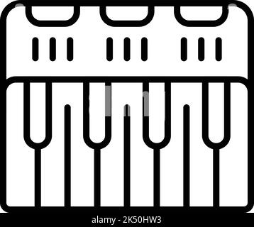 Vettore di contorno dell'icona del controller del sintetizzatore. Musica DJ. Strumento audio Illustrazione Vettoriale