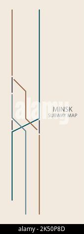 Mappa vettoriale della metropolitana di Minsk colorata Illustrazione Vettoriale