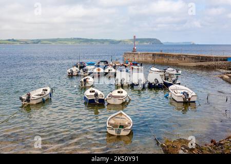 Il piccolo porto di Portscatho, Gerrans Bay, Roseland Peninsula, Cornovaglia, Regno Unito Foto Stock