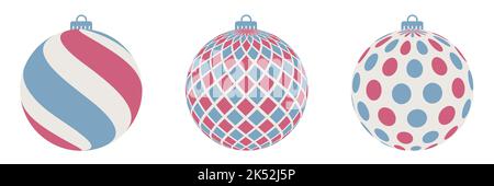 Set di palle d'epoca natalizie. Illustrazione Vettoriale
