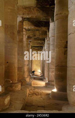 Egitto, Medio Egitto, Valle del Nilo, Abydos, tempio di Seti 1, la prima sala ipostile Foto Stock