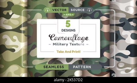 Modelli senza cuciture mimetizzazione, texture militare, tessuto da guerra a fascio Illustrazione Vettoriale