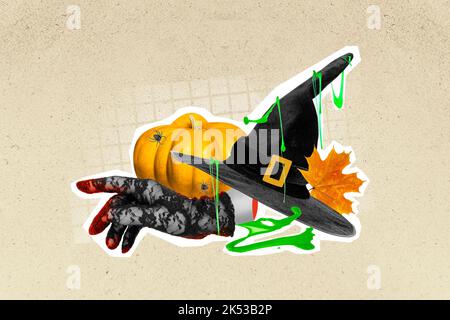 Immagine grafica creativa astratta modello di preparazione di Halloween cose braccio isolato disegno sfondo Foto Stock