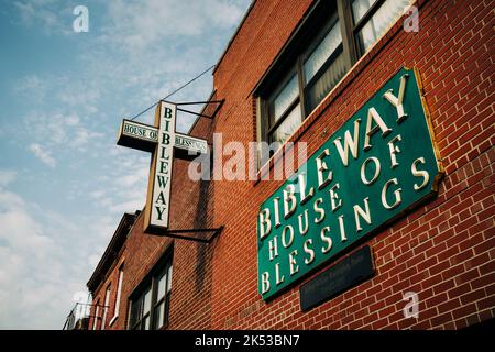 Bibleway House of Blessings vintage segno a Crown Heights, Brooklyn, New York Foto Stock