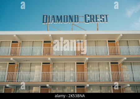 Cartello d'epoca Diamond Crest Motel, Wildwood, New Jersey Foto Stock