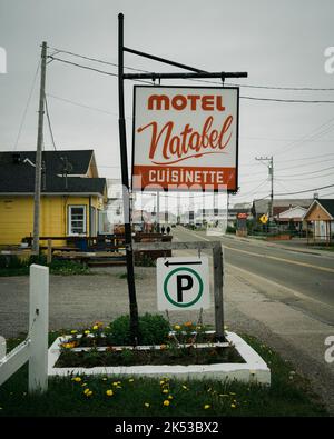 Motel Natabel vintage segno, Percé, Québec, Canada Foto Stock