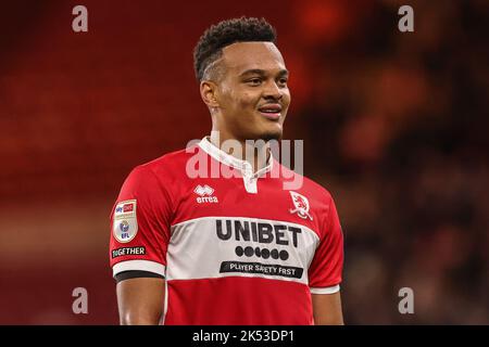 Middlesbrough, Regno Unito. 05th Ott 2022. Rodrigo Muniz #9 di Middlesbrough durante la partita del campionato Sky Bet Middlesbrough vs Birmingham City al Riverside Stadium, Middlesbrough, Regno Unito, 5th ottobre 2022 (Foto di Mark Cosgrove/News Images) a Middlesbrough, Regno Unito il 10/5/2022. (Foto di Mark Cosgrove/News Images/Sipa USA) Credit: Sipa USA/Alamy Live News Foto Stock