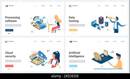 La tecnologia dell'intelligenza artificiale, l'integrazione delle macchine nel business e l'istruzione sono un'illustrazione vettoriale. Cartoon persone ricerca innovazione futuristica, concetto di startup per banner, sito web design o landing web page Illustrazione Vettoriale