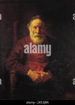 Un vecchio uomo in rosso, 1652–1654, Pittura di Rembrandt Foto Stock