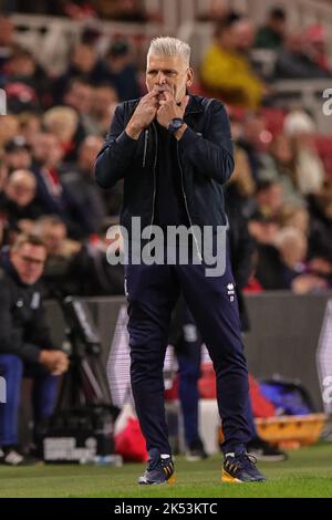 Middlesbrough, Regno Unito. 05th Ott 2022. Leo Percovich custode manager di Middlesbrough durante la partita di campionato Sky Bet Middlesbrough vs Birmingham City al Riverside Stadium, Middlesbrough, Regno Unito, 5th ottobre 2022 (Foto di Mark Cosgrove/News Images) a Middlesbrough, Regno Unito il 10/5/2022. (Foto di Mark Cosgrove/News Images/Sipa USA) Credit: Sipa USA/Alamy Live News Foto Stock