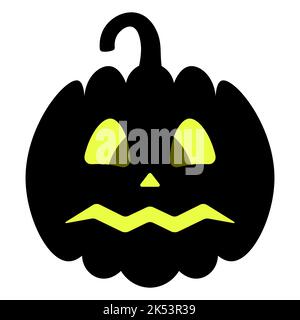 Zucca. Silhouette. Espressione facciale spaventata. Illustrazione vettoriale. Sfondo bianco isolato. Simbolo di Halloween. Un dolore spaventoso. Jack-lanterna. Illustrazione Vettoriale
