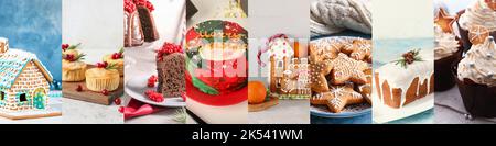 Set di deliziosi dessert di Natale sul tavolo Foto Stock