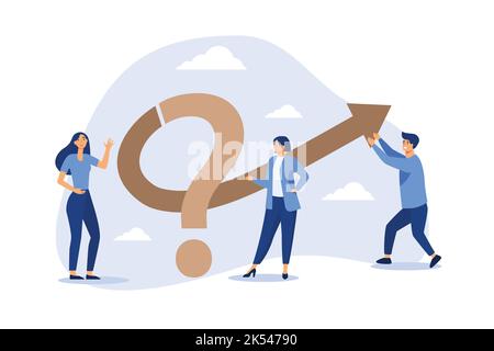 Lavoro di squadra per risolvere i problemi aziendali, la cooperazione o la collaborazione in azienda per raggiungere il concetto di successo aziendale, uomini d'affari e donne, colleghi hel Illustrazione Vettoriale