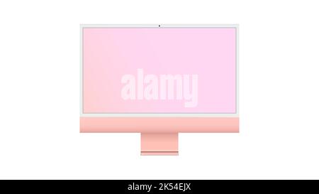 Display del computer con schermo vuoto. Banner mockup del monitor del computer. Schermo vuoto per testo, design. PNG. Visualizzazione della vista prospettica con il nero vuoto Illustrazione Vettoriale