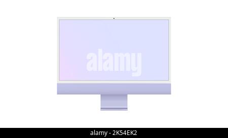 Schermo realistico del computer mockup. Moderno computer display isolato. Beffa realistica da computer. Il monitor consente di visualizzare i progetti e i layout Illustrazione Vettoriale