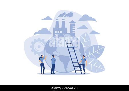 Inquinamento del pianeta, emissione di sostanze nocive nell'ambiente, fabbriche di lavoro, il concetto di Earth Day. flat design Modern illustra Illustrazione Vettoriale