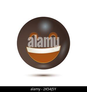 Faccia sorridente con occhi sorridenti, faccia felice, faccia sorridente. Illustrazione vettoriale. Disegno sorridente del carattere emoticon. Isolato su sfondo bianco. Vettore Illustrazione Vettoriale