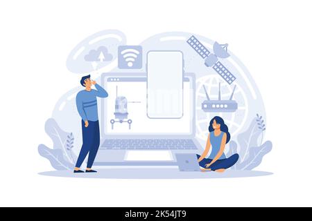 Cloud Computing Services Vector Illustration Concept , adatto per landing page Web, ui, app mobile, design editoriale, volantino, banner, e relat altro Illustrazione Vettoriale