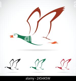 Immagine vettoriale di un'anatra volante selvatica su sfondo bianco. Illustrazione vettoriale a strati facilmente modificabile. Animali selvatici. Illustrazione Vettoriale