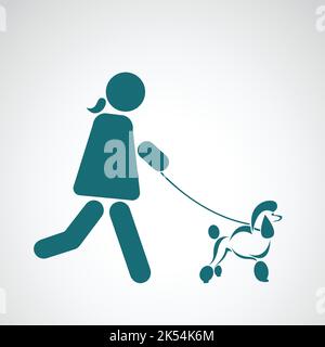 Immagine vettoriale del cane da passeggio su sfondo bianco. Illustrazione vettoriale a strati facilmente modificabile. Animali. Illustrazione Vettoriale