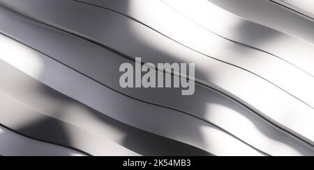 disegno metallico a forma d'onda bianca forma geometrica oggetto 3d rendering illustrazione Foto Stock