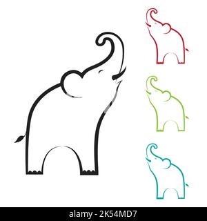 Immagine vettoriale di un disegno di elefante su sfondo bianco. Vettore. Illustrazione vettoriale a strati facilmente modificabile. Animali selvatici. Illustrazione Vettoriale
