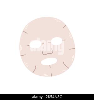 Maschera facciale cosmetici. Maschera bianca all'acido ialuronico. Illustrazione vettoriale isolata su sfondo bianco. Illustrazione Vettoriale