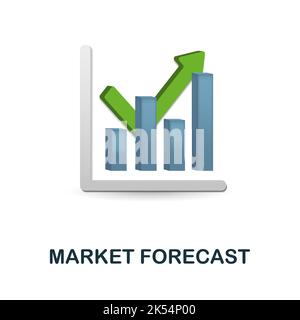 Icona previsione mercato. 3d illustrazione dalla raccolta della gestione finanziaria. Creative Market forecast 3D icona per il web design, modelli, infografiche e. Illustrazione Vettoriale