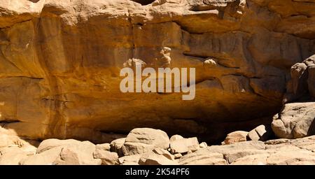 Pitture rupestri e incisioni rupestri in Tassili nAjjer parco nazionale in Algeria Foto Stock