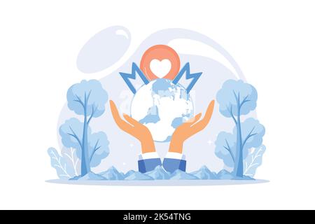 Illustrazione del giorno di terra. Concetti vettoriali per grafica e web design, presentazione aziendale, materiale di marketing e stampa. Madre Terra Internazionale da Illustrazione Vettoriale