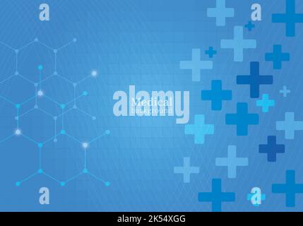 sfondo medico con illustrazioni di molecole e croci Illustrazione Vettoriale