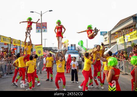 Colombia, Carnaval nella città settentrionale di Barranquilla è il più importante del paese e famoso nel mondo. Le numerose sfilate e la festa della musica Foto Stock