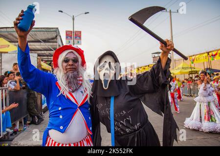 Colombia, Carnaval nella città settentrionale di Barranquilla è il più importante del paese e famoso nel mondo. Le numerose sfilate e la festa della musica Foto Stock