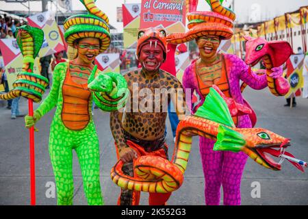 Colombia, Carnaval nella città settentrionale di Barranquilla è il più importante del paese e famoso nel mondo. Le numerose sfilate e la festa della musica Foto Stock