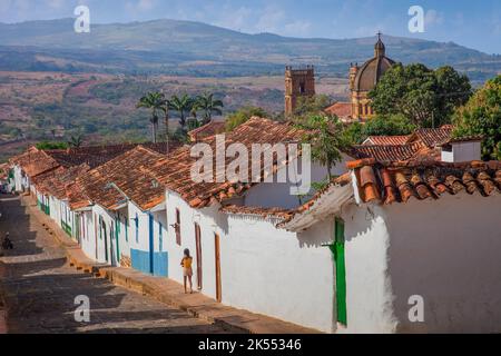 Colombia, Barichara è chiamato uno dei migliori conservati e più belli del paese. Nel 2010, in riconoscimento della sua storia, architectu Foto Stock