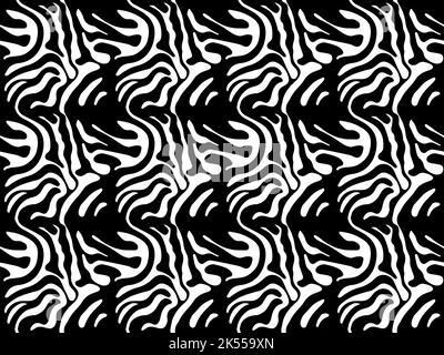 Modello vettoriale senza giunture in stile Zebra con effetto celle, stencil bianco e nero Illustrazione Vettoriale