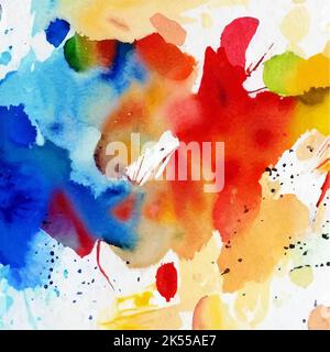Macchie di colore ad acqua in forma vettoriale, blu, rosso, giallo e altro ancora Illustrazione Vettoriale
