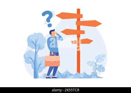 Capacità decisionale di risoluzione dei problemi, leadership, struttura decisionale, analisi degli alberi, approccio razionale, business management design piatto moderno Illustrazione Vettoriale