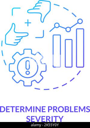 Identificare i problemi gravità icona del concetto di gradiente blu Illustrazione Vettoriale