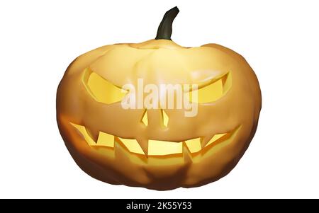 Zucca jack-o-lanterna, isolato renderizzato modello 3D. Halloween e festive autunno temi e simboli Foto Stock