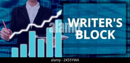 Visualizzazione concettuale Writer'S Block, Business Showcase condizione di non essere in grado di pensare a cosa scrivere Foto Stock